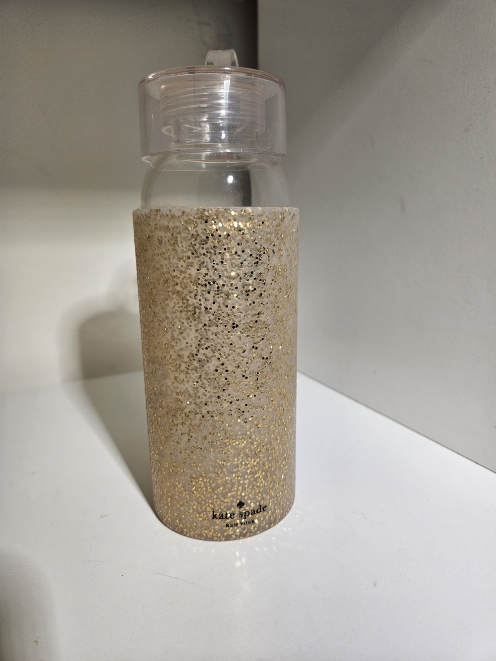 kate spade Gold Sparkle Glitter, Glass Water Bottle